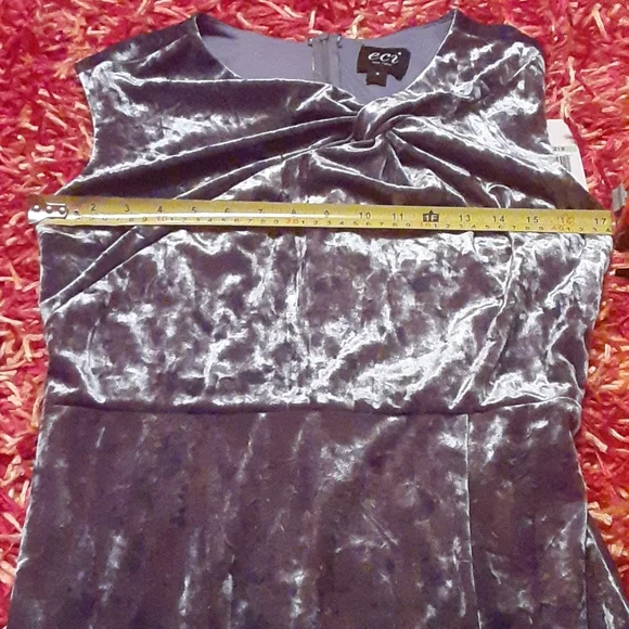 Eci Silvery Blue Crushed Velvet Dress - Picture 10 of 12